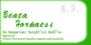beata horpacsi business card